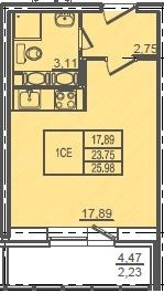 Студия 23 м²