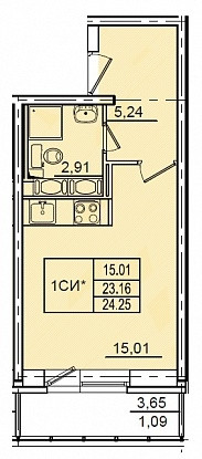 Студия 23.16 м²